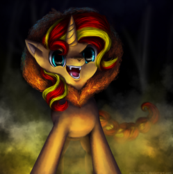 Size: 994x1000 | Tagged: safe, artist:aschenstern, imported from derpibooru, sunset shimmer, big cat, lion, pony, unicorn, equestria girls, scare master, clothes, costume, costume swap, cute, fangs, female, nightmare night, nightmare night costume, open mouth, roar, shimmerbetes, solo