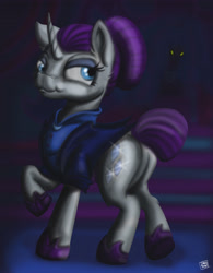 Size: 3829x4899 | Tagged: safe, artist:dinodraketakethecake, imported from derpibooru, rarity, pony, unicorn, the cutie re-mark, absurd resolution, alternate timeline, armor, butt, night maid rarity, nightmare takeover timeline, plot, solo