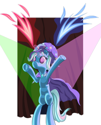 Size: 3317x4086 | Tagged: safe, artist:itresad, imported from derpibooru, trixie, pony, unicorn, female, fireworks, mare, simple background, solo, stage, transparent background