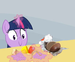 Size: 542x447 | Tagged: safe, imported from derpibooru, twilight sparkle, alicorn, pony, big crown thingy, element of magic, evil, exploitable meme, female, mare, meme, spilled milk, twilight sparkle (alicorn), twilight's kinder egg, wings