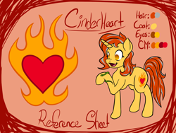 Size: 1600x1200 | Tagged: safe, artist:lynx-peregrine, imported from derpibooru, oc, oc only, oc:cinderheart, pony, snake, unicorn, cutie mark, female, golden eyes, mare, pet, reference sheet, simple background, solo