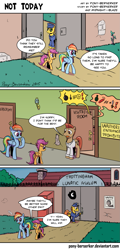 Size: 949x1972 | Tagged: safe, artist:pony-berserker, imported from derpibooru, rainbow dash, scootaloo, earth pony, pegasus, pony, asylum, bad end, butt, comic, crying, female, filly, gate, implied scootaloo's parents, insanity, male, mare, mental illness, plot, sad, stallion, wanted poster