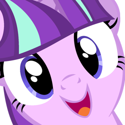 Size: 1024x1024 | Tagged: safe, artist:qwertyuiopoiuytrewq, imported from derpibooru, starlight glimmer, pony, unicorn, close-up, cute, female, glimmerbetes, hi anon, looking at you, mare, meme, open mouth, s5 starlight, simple background, smiling, solo, transparent background, vector