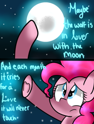 Size: 1600x2100 | Tagged: dead source, safe, artist:artypaints, imported from derpibooru, pinkie pie, earth pony, pony, female, moon, solo