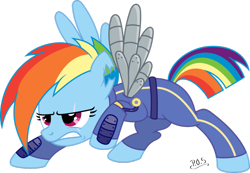 Size: 1024x709 | Tagged: safe, artist:midnightblitzz, imported from derpibooru, rainbow dash, the cutie re-mark, alternate timeline, amputee, apocalypse dash, artificial wings, augmented, crystal war timeline, female, mechanical wing, prosthetic limb, prosthetic wing, prosthetics, scar, simple background, solo, torn ear, transparent background, vector, wings