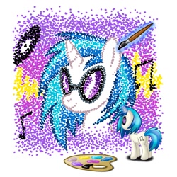 Size: 930x930 | Tagged: safe, artist:fujikoeurekachamploo, imported from derpibooru, dj pon-3, vinyl scratch, female, painting, self portrait, solo