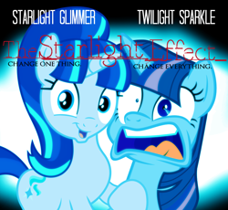 Size: 1426x1310 | Tagged: safe, imported from derpibooru, starlight glimmer, twilight sparkle, alicorn, pony, the cutie re-mark, faic, female, mare, movie poster, parody, poster, starlight says bravo, the butterfly effect, twilight sparkle (alicorn)