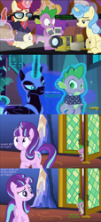 Size: 1400x3058 | Tagged: safe, edit, edited screencap, hundreds of users filter this tag, imported from derpibooru, screencap, distant star, honey lemon, miss hackney, moondancer, nightmare moon, spike, starlight glimmer, alicorn, dragon, pony, unicorn, the cutie re-mark, alternate timeline, aqua teen hunger force, bedroom eyes, comic, discovery family logo, female, flirting, love triangle, magic, male, mare, nightmare takeover timeline, screencap comic, shipping, sparlight, spike gets all the mares, spikedancer, spikemoon, straight, telekinesis, tonight you