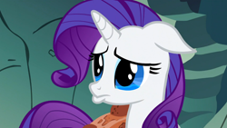 Size: 1366x768 | Tagged: safe, imported from derpibooru, screencap, rarity, pony, unicorn, a dog and pony show, about to cry, crying, cute, female, mare, poor rarity, pouting, sad, sadorable, solo, teary eyes