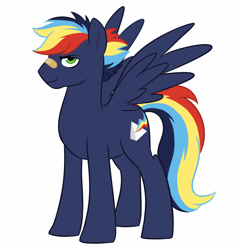 Size: 2000x2100 | Tagged: safe, artist:kianamai, imported from derpibooru, oc, oc only, oc:prism bolt, kilalaverse, next generation, offspring, parent:rainbow dash, parent:soarin', parents:soarindash, redesign, simple background, solo, white background