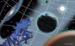 Size: 1440x900 | Tagged: safe, artist:tim-kangaroo, imported from derpibooru, princess luna, 3d, anaglyph 3d, female, planetarium, solo