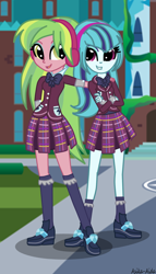 Size: 1114x1952 | Tagged: safe, artist:asika-aida, imported from derpibooru, lemon zest, sonata dusk, equestria girls, friendship games, clothes, crystal prep academy uniform, school uniform