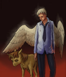 Size: 603x700 | Tagged: safe, artist:adeptus-monitus, imported from derpibooru, human, pony, unicorn, wings