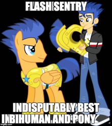 Size: 500x566 | Tagged: safe, imported from derpibooru, flash sentry, equestria girls, best human, best pony, downvote bait, drama bait, op is a duck, op is trying to start shit