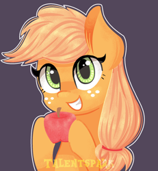 Size: 1024x1110 | Tagged: safe, artist:talentspark, imported from derpibooru, applejack, apple, female, solo