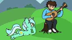 Size: 1920x1080 | Tagged: safe, artist:baratus93, imported from derpibooru, lyra heartstrings, human, guitar, human in equestria, musical instrument