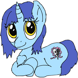 Size: 1080x1080 | Tagged: safe, artist:baratus93, imported from derpibooru, oc, oc only, oc:cheri bleu, pony, cutie mark, female, looking at you, mare, simple background, sitting, smiling, transparent background