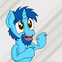 Size: 3200x3200 | Tagged: safe, artist:baratus93, imported from derpibooru, oc, oc only, oc:royal blue, pony, unicorn, smiling