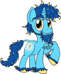 Size: 1105x1327 | Tagged: safe, artist:baratus93, imported from derpibooru, oc, oc only, oc:royal blue, classical unicorn, pony, unicorn, leonine tail, rainbow power, rainbow power-ified, simple background, solo, transparent background, unshorn fetlocks