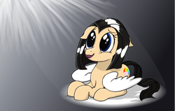 Size: 2200x1400 | Tagged: safe, artist:baratus93, imported from derpibooru, oc, oc only, oc:sky weaver, pegasus, pony, cute, floppy ears, light beams, solo, spotlight