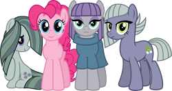 Size: 8559x4538 | Tagged: safe, artist:osipush, imported from derpibooru, limestone pie, marble pie, maud pie, pinkie pie, pony, absurd resolution, female, pie family, pie sisters, siblings, simple background, sisters, smiling, transparent background, vector
