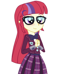 Size: 800x900 | Tagged: dead source, safe, artist:ultrard, imported from derpibooru, moondancer, equestria girls, clothes, crystal prep academy uniform, equestria girls-ified, female, glasses, school uniform, simple background, solo, transparent background