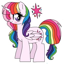 Size: 607x609 | Tagged: safe, artist:unoriginai, imported from derpibooru, applejack, fluttershy, pinkie pie, rainbow dash, rarity, twilight sparkle, alicorn, pony, appleflaritwidashpie, blushing, cute, female, fusion, looking at you, mane six, smiling, solo, twilight sparkle (alicorn)