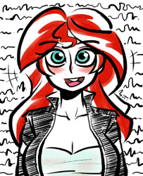 Size: 650x800 | Tagged: safe, artist:mojot, imported from derpibooru, sunset shimmer, equestria girls, breasts, busty sunset shimmer, daily sunset, female, solo
