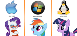 Size: 680x322 | Tagged: safe, imported from derpibooru, rainbow dash, twilight sparkle, linux, mac os x, meme, microsoft windows, operating system, windows