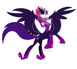 Size: 1902x1715 | Tagged: safe, artist:bbbhuey, imported from derpibooru, twilight sparkle, centaur, taur, equestria girls, friendship games, alitaur, fangs, female, midnight sparkle, pegataur, ponytaur, simple background, solo, story included, vector, white background