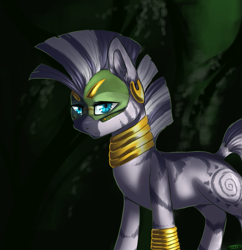 Size: 851x878 | Tagged: safe, artist:lunarkisa, imported from derpibooru, zecora, zebra, the cutie re-mark, alternate timeline, chrysalis resistance timeline, everfree forest, female, mask, resistance leader zecora, solo