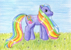 Size: 1024x723 | Tagged: safe, artist:normaleeinsane, imported from derpibooru, rainbowberry, female, g3, solo, traditional art