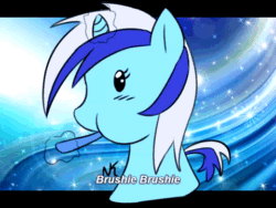 Size: 480x360 | Tagged: safe, artist:noodlekitteh, imported from derpibooru, minuette, pony, unicorn, animated, brushie brushie, female, magic, solo