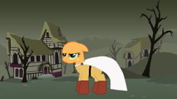 Size: 900x506 | Tagged: safe, artist:alloja, imported from derpibooru, applejack, pony, fallout equestria, anime, bald, crossover, female, one punch man, ponified, saitama, solo