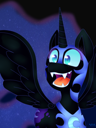 Size: 4800x6400 | Tagged: safe, artist:yiyiart025, imported from derpibooru, nightmare moon, alicorn, pony, absurd resolution, female, open mouth, solo, spread wings