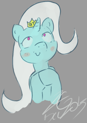 Size: 573x807 | Tagged: safe, artist:liracrown, imported from derpibooru, trixie, pony, unicorn, crown, female, happy, looking up, mare, sketch, solo