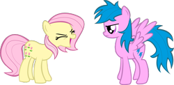 Size: 1221x596 | Tagged: dead source, safe, artist:alisonwonderland1951, imported from derpibooru, firefly, posey, earth pony, pegasus, pony, sonic rainboom (episode), duo, eyes closed, female, flutteryay, g1, g1 to g4, g4, generation leap, mare, scene interpretation, unimpressed, yay