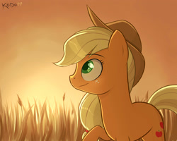 Size: 3000x2400 | Tagged: safe, artist:kodabomb, imported from derpibooru, applejack, female, food, solo, sunrise, wheat