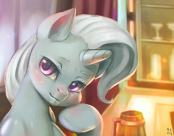 Size: 2476x1928 | Tagged: safe, artist:mrs1989, imported from derpibooru, trixie, pony, unicorn, alcohol, bar, bedroom eyes, blushing, cider, cute, female, food, looking at you, mare, portrait, solo, updated