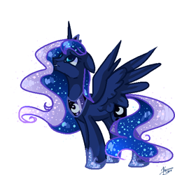 Size: 512x512 | Tagged: safe, artist:vezar56, imported from derpibooru, princess luna, alicorn, pony, female, looking up, simple background, solo, white background