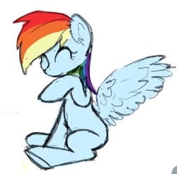 Size: 416x408 | Tagged: safe, artist:yoditax, imported from derpibooru, rainbow dash, female, missing cutie mark, sketch, solo