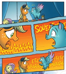 Size: 1347x1519 | Tagged: safe, artist:tonyfleecs, idw, imported from derpibooru, applejack, fluttershy, earth pony, pegasus, pigasus, pony, spoiler:comic, spoiler:comicff23, open mouth, screaming