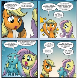 Size: 1309x1326 | Tagged: safe, artist:tonyfleecs, idw, imported from derpibooru, applejack, fluttershy, pigasus, spoiler:comic, spoiler:comicff23, cute, starry eyes, stars, wingding eyes