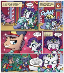 Size: 1314x1491 | Tagged: safe, artist:agnesgarbowska, idw, imported from derpibooru, rarity, sweetie belle, spoiler:comic, spoiler:comicholiday2015, ballet, cape, clara, clothes, crown, duel, fourth wall, mouse king, nutcracker, sword, sword fight, the nutcracker, weapon