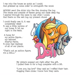 Size: 1184x1180 | Tagged: safe, artist:andypriceart, idw, imported from derpibooru, applejack, big macintosh, smarty pants, spoiler:comic, spoiler:comicholiday2015, applejack is best facemaker, hoof hold, smugjack, text, twas the night before christmas