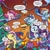 Size: 1382x1389 | Tagged: safe, artist:katiecandraw, idw, imported from derpibooru, applejack, cuppa joe, fluttershy, pinkie pie, puddles (fish), puddles (g4), rainbow dash, rarity, spike, twilight sparkle, alicorn, dragon, earth pony, goldfish, pegasus, pony, unicorn, spoiler:comic, spoiler:comicholiday2015, apple, applejack is not amused, bipedal, female, fishbowl, food, hoof hold, male, mane seven, mane six, mare, official comic, present, speech bubble, stallion, twilight sparkle (alicorn), unamused