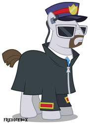 Size: 2182x3000 | Tagged: safe, artist:brony-works, imported from derpibooru, earth pony, pony, canterlot police, clothes, glasses, hat, headset, short tail, simple background, tail, uniform