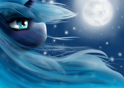 Size: 3507x2480 | Tagged: safe, artist:neko-solaris, imported from derpibooru, princess luna, female, moon, night, s1 luna, signature, solo