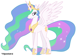 Size: 4087x3000 | Tagged: safe, artist:brony-works, imported from derpibooru, princess celestia, alicorn, pony, crown, female, jewelry, mare, regalia, simple background, smiling, solo, standing, transparent background