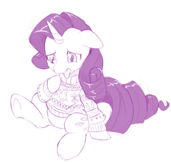 Size: 939x900 | Tagged: safe, artist:dstears, imported from derpibooru, rarity, christmas, clothes, female, my little art challenge, solo, sweater, tongue out